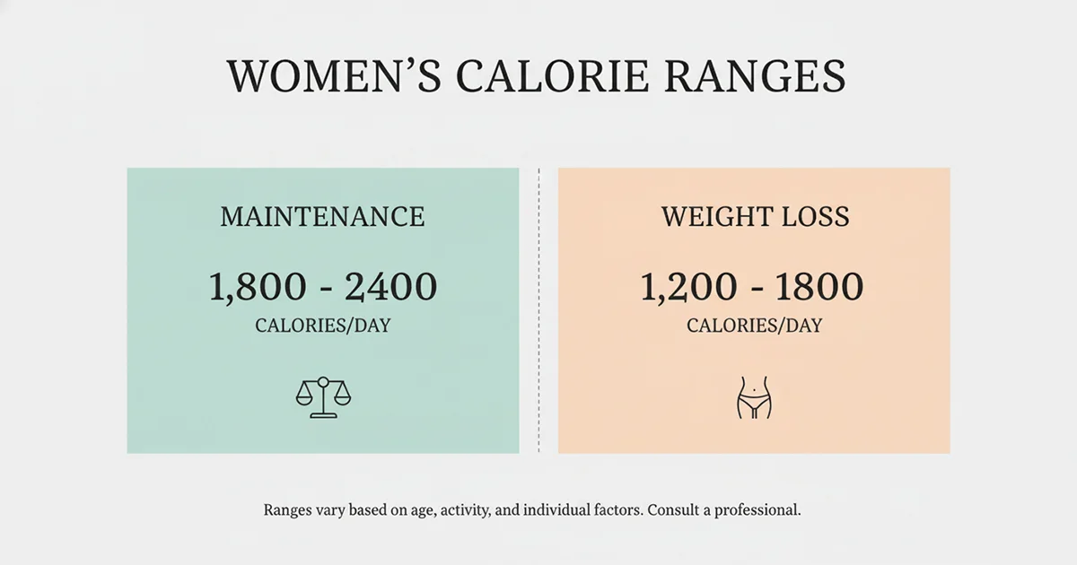 Typical calorie ranges for women infographic